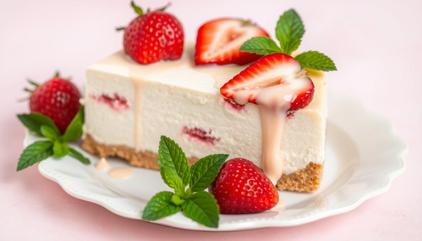 strawberries and cream cheesecake