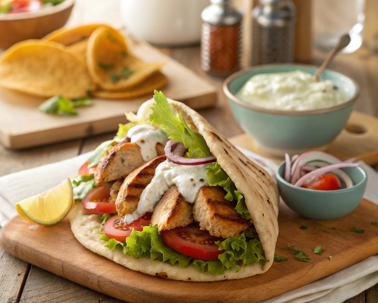 Mediterranean Chicken Gyros with Creamy Feta Tzatziki
