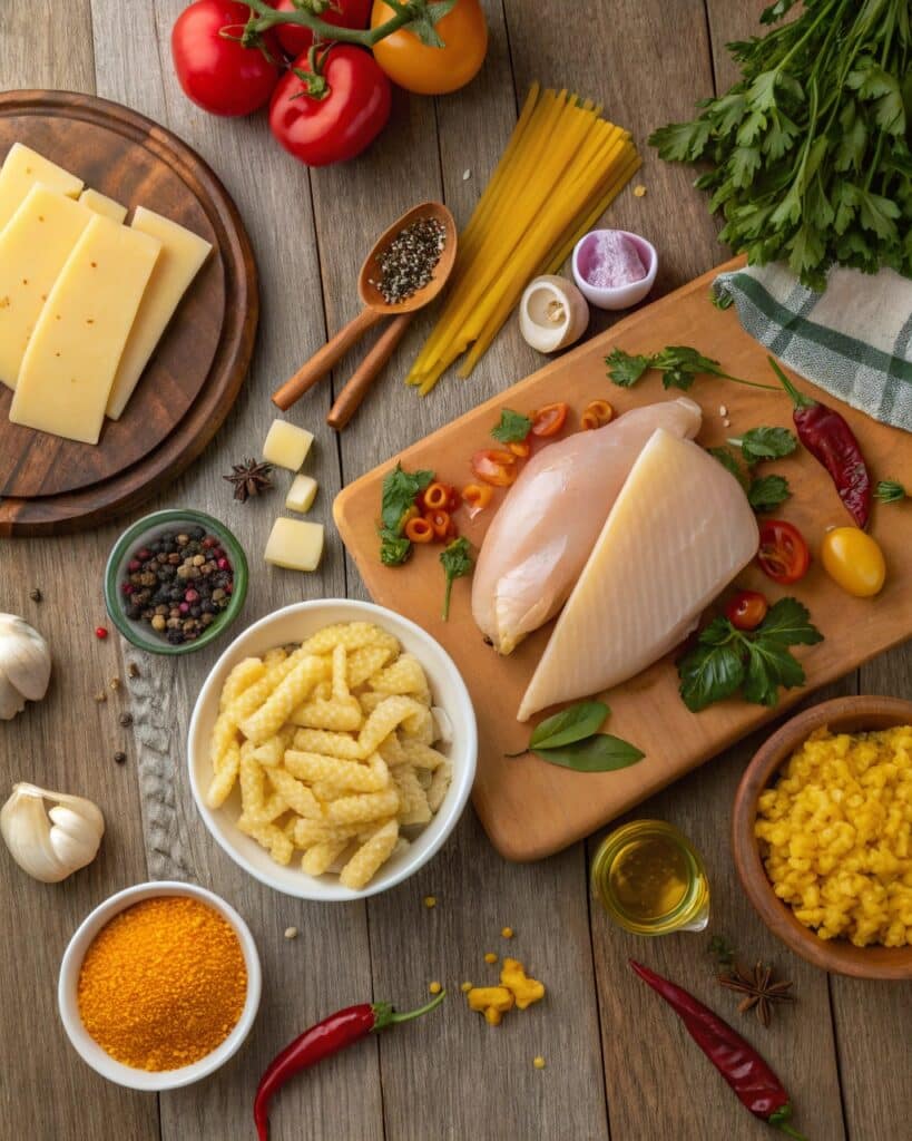 Creamy Honey Pepper Chicken Mac and Cheese served in a cozy kitchen