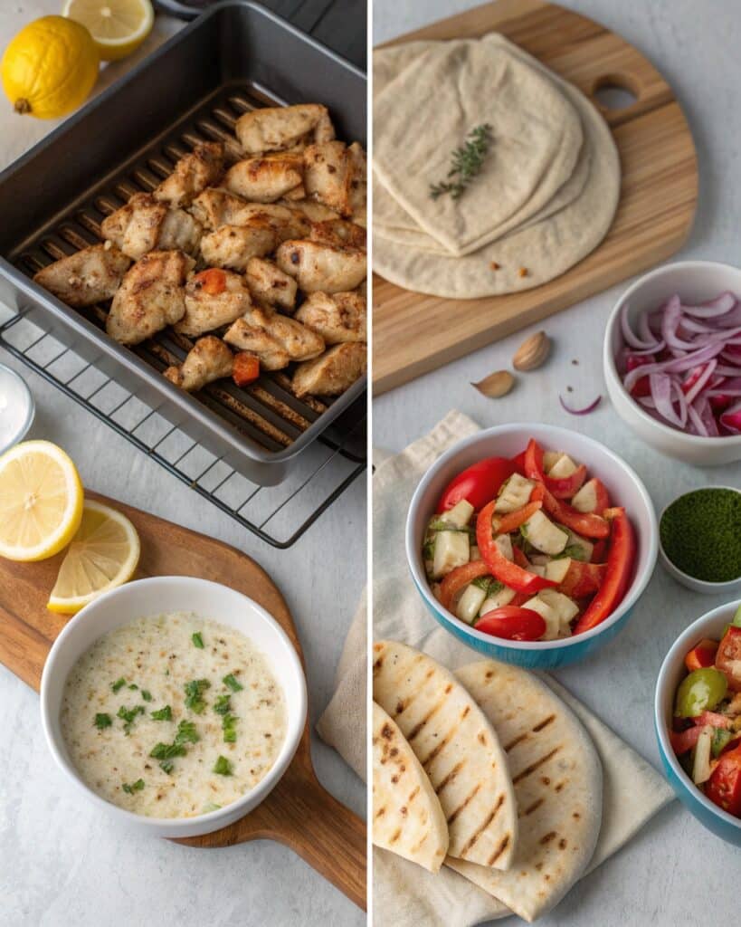 Preparation of Mediterranean Chicken Gyros