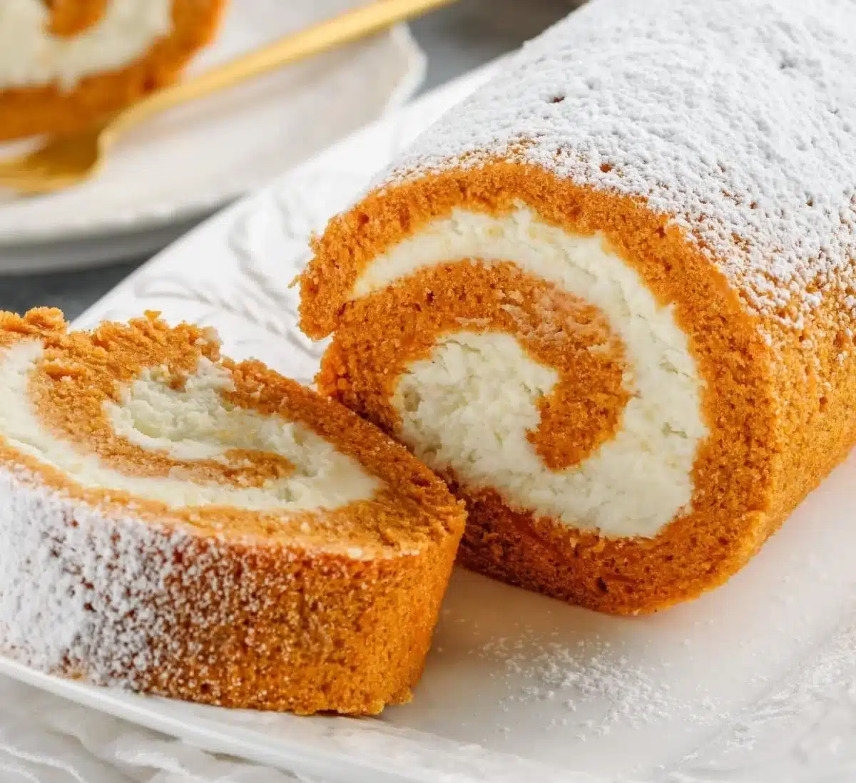 Libby's delicious pumpkin roll dessert with cream cheese filling and autumn spices.