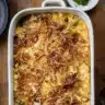 Deliciously creamy French Onion Funeral Potatoes served in a dish