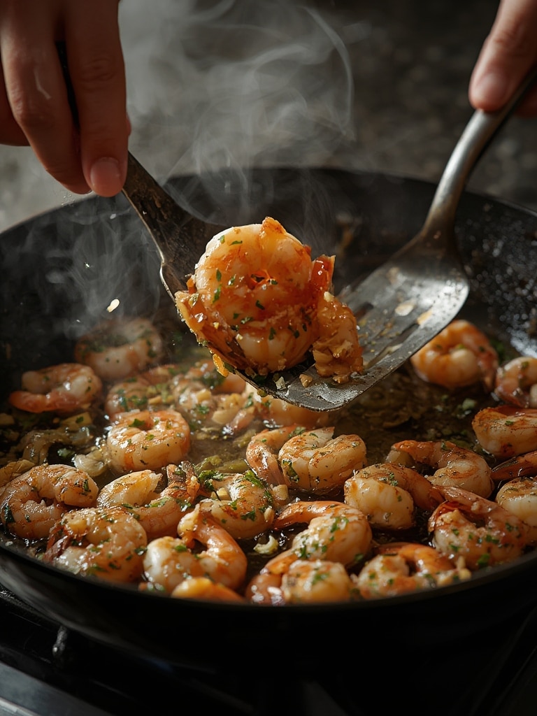 Spicy garlic shrimp - cooking process