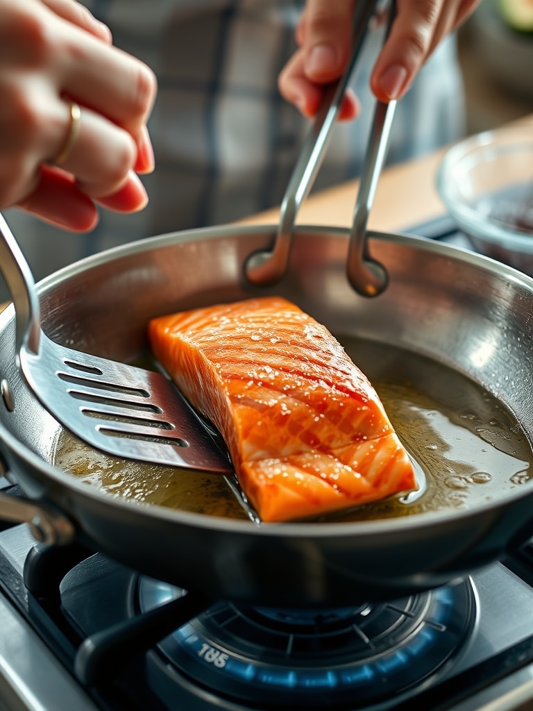 pan seared salmon recipe - cooking process