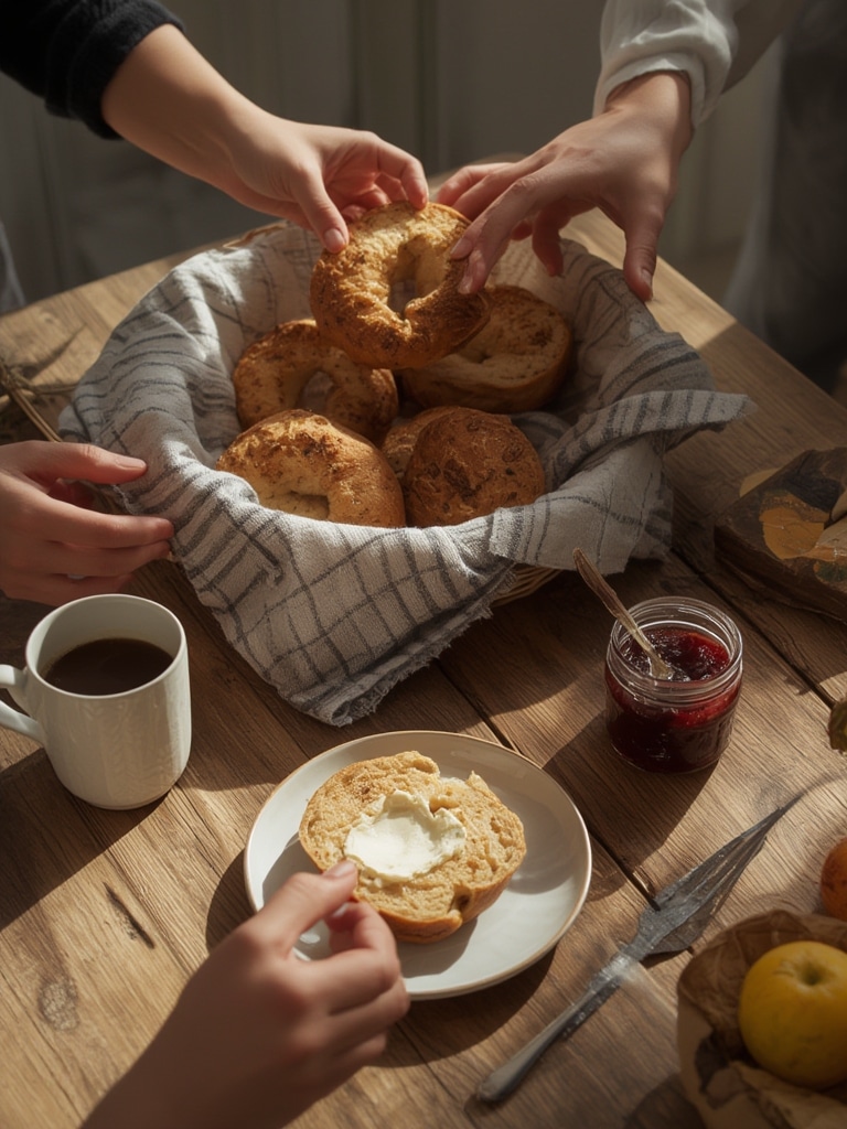 sourdough discard bagels - serving suggestion