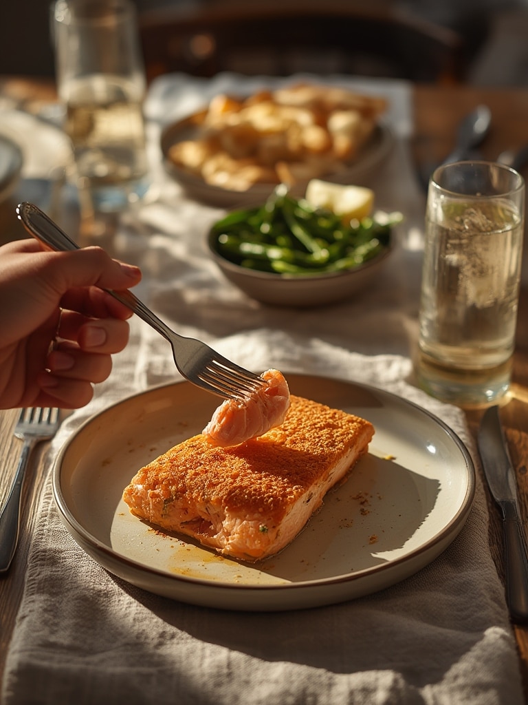 air fryer salmon - serving suggestion