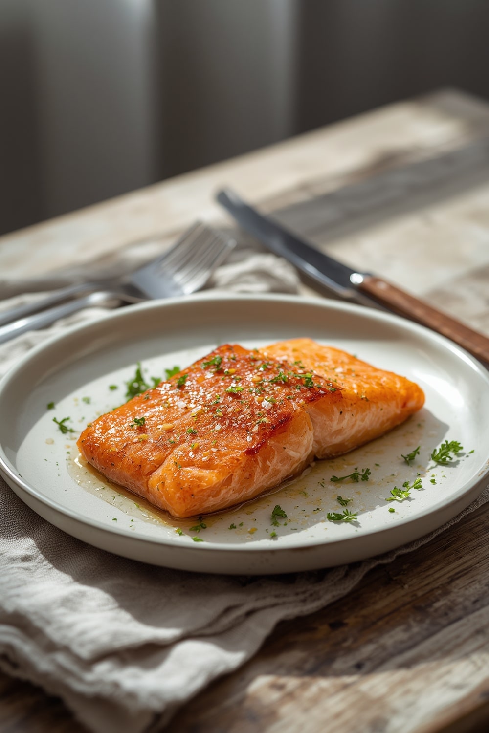 air fryer salmon - finished dish presentation