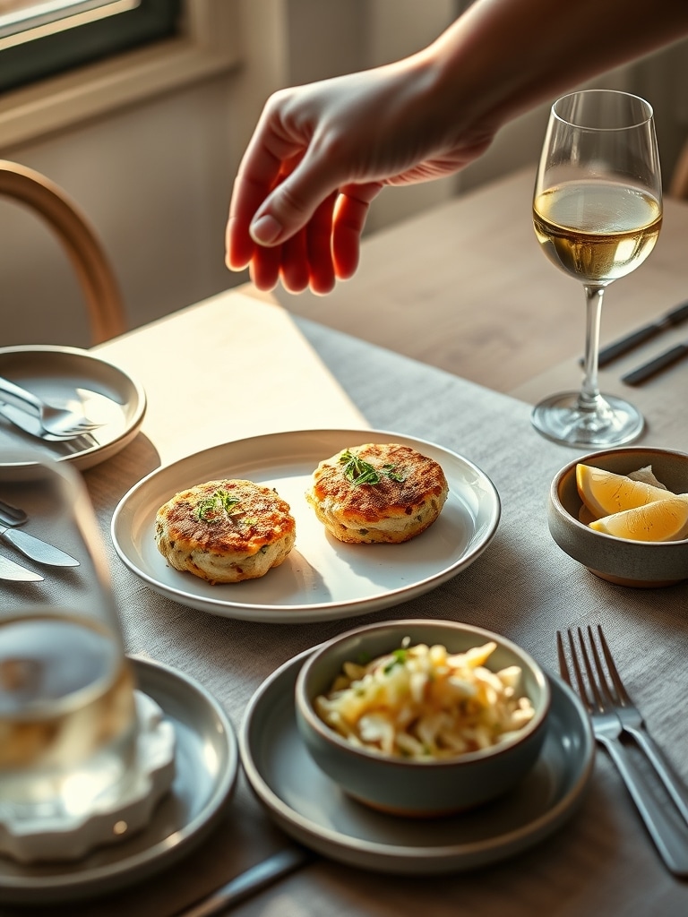 crab cakes recipe - serving suggestion