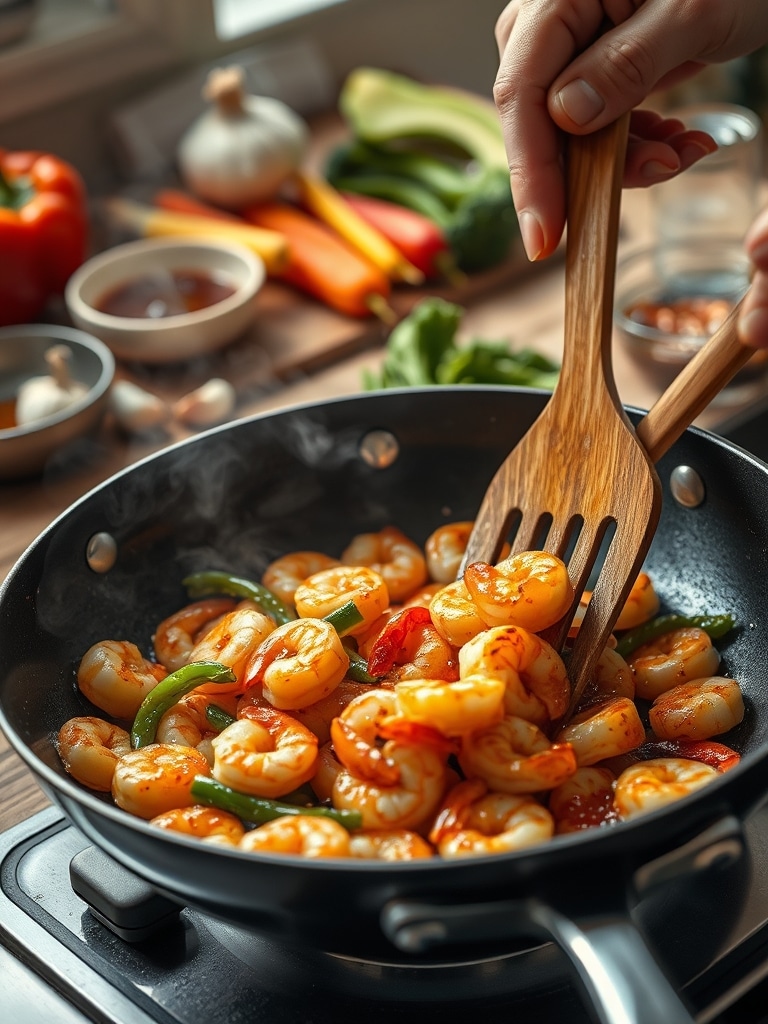 honey garlic shrimp - cooking process