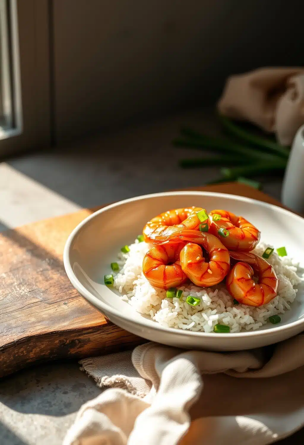 honey garlic shrimp - finished dish presentation