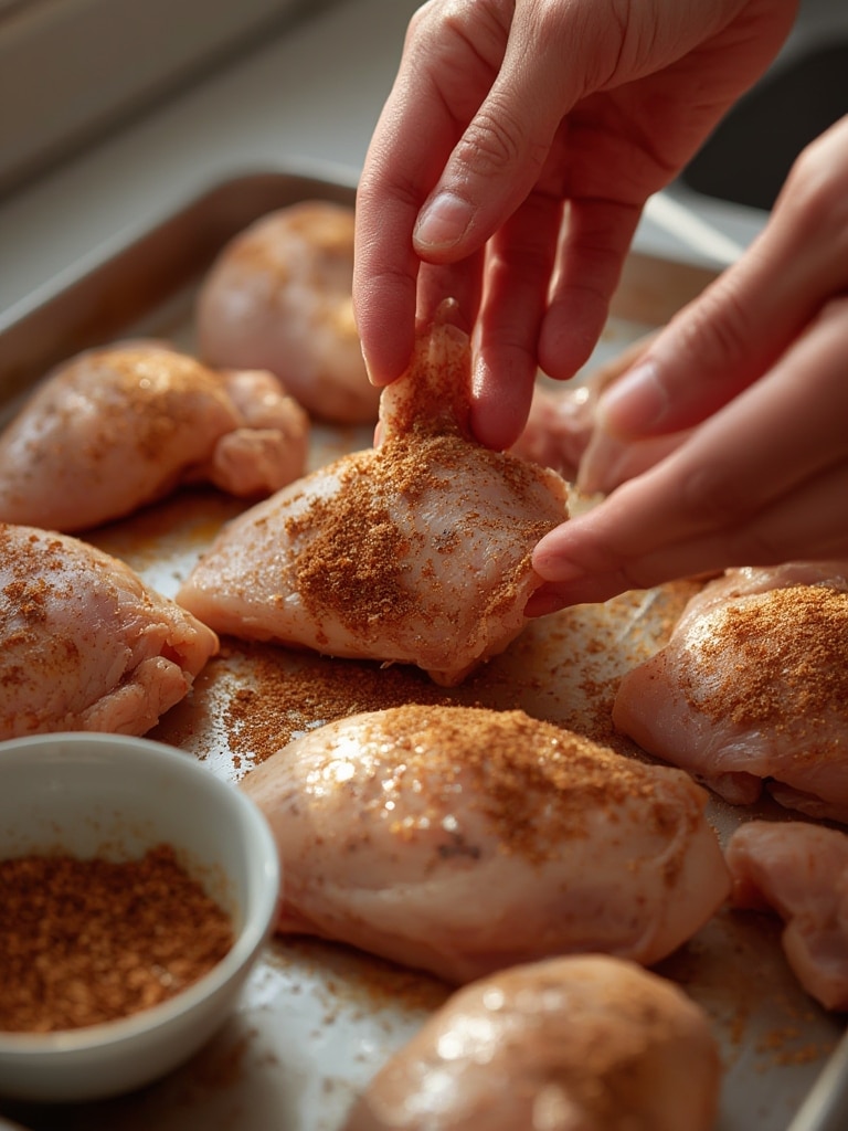 oven baked chicken thighs - cooking process