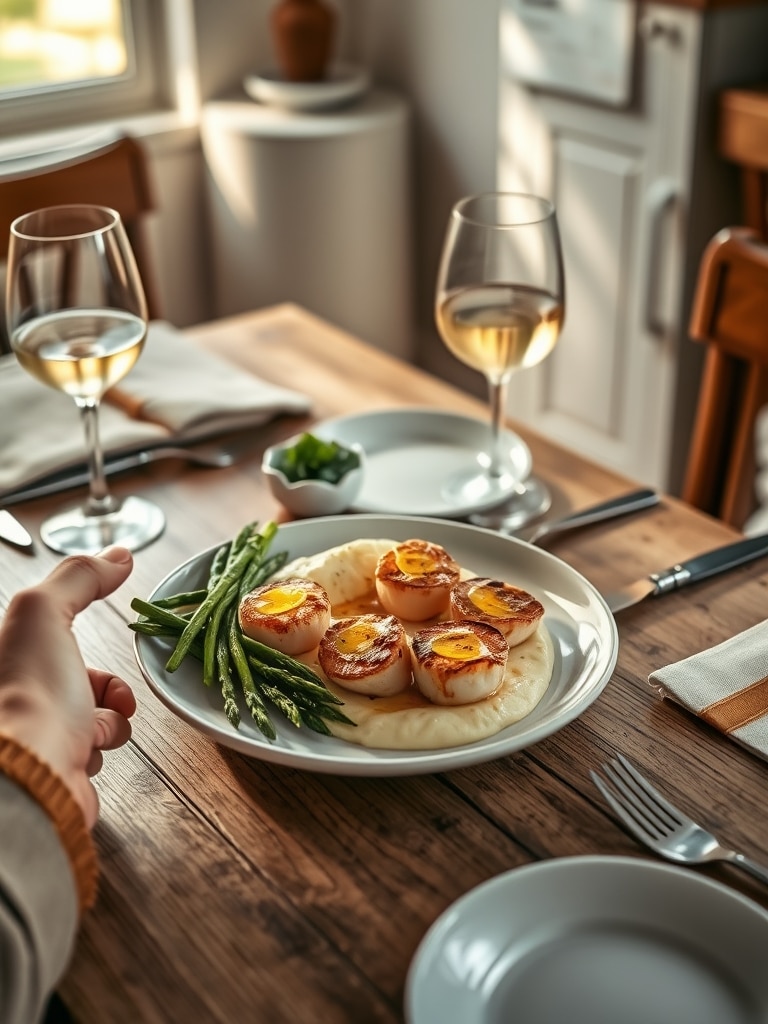 pan seared scallops - serving suggestion