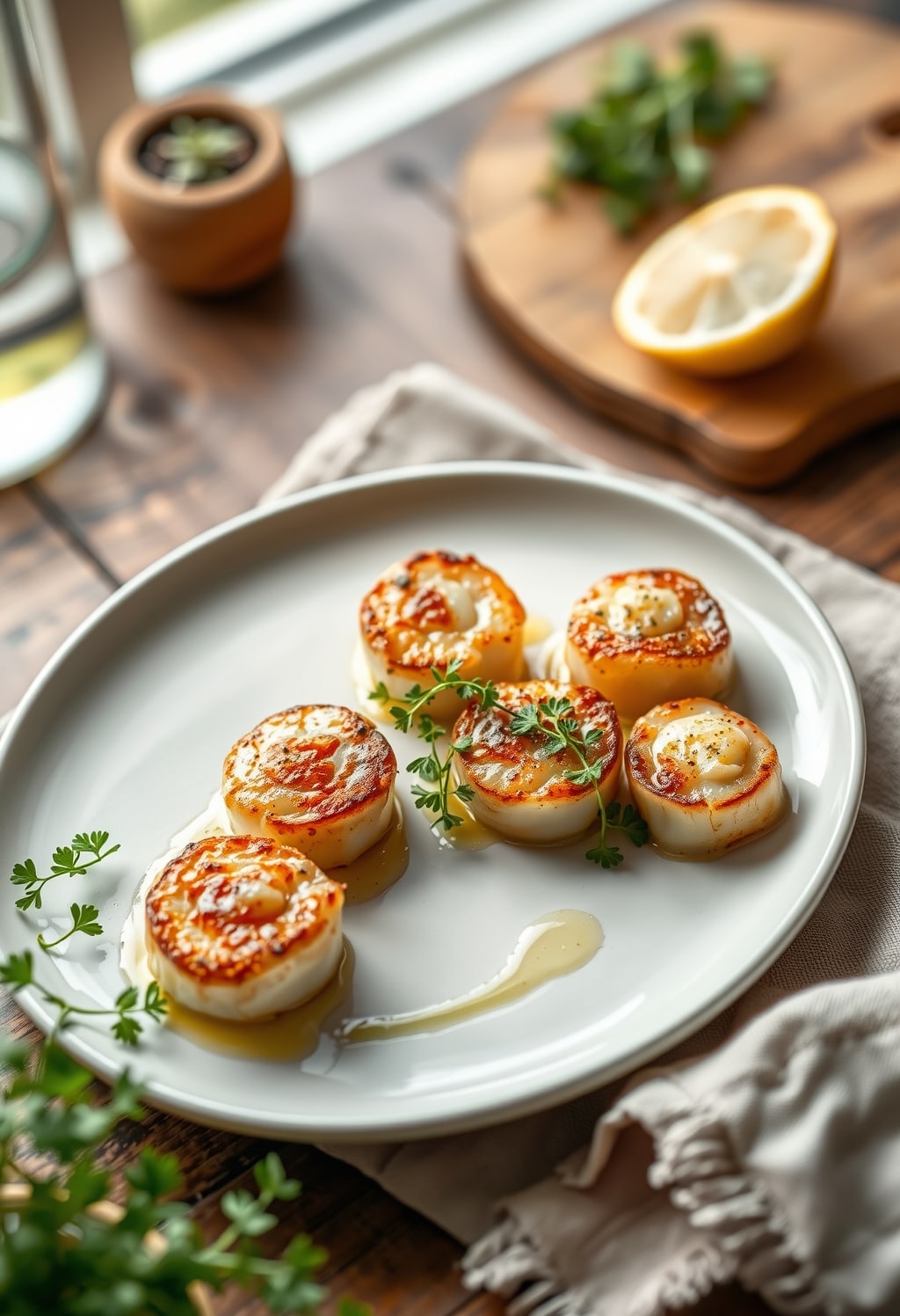 pan seared scallops - finished dish presentation