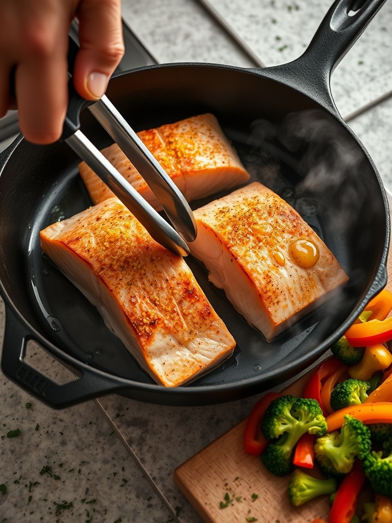 salmon meal prep - cooking process