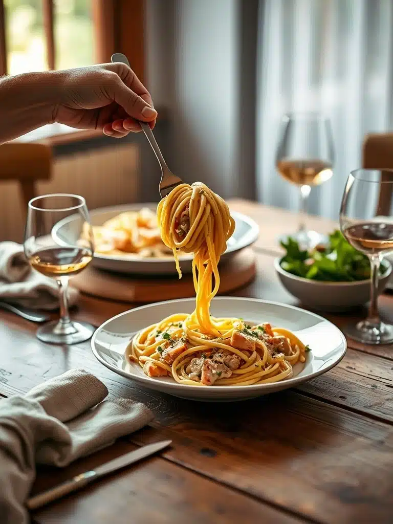 salmon pasta recipe - serving suggestion