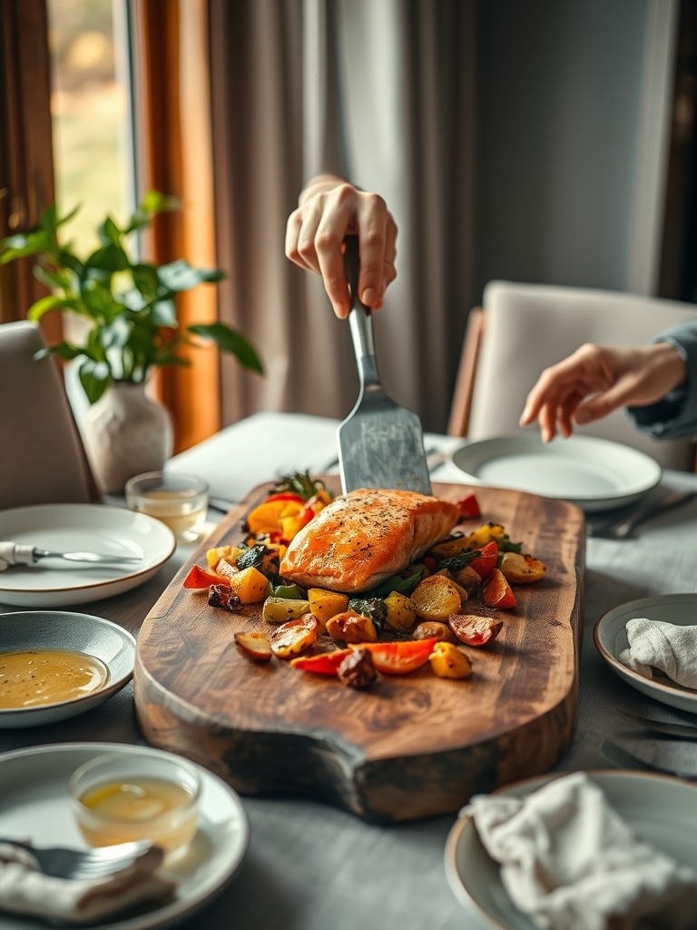 salmon with vegetables - serving suggestion