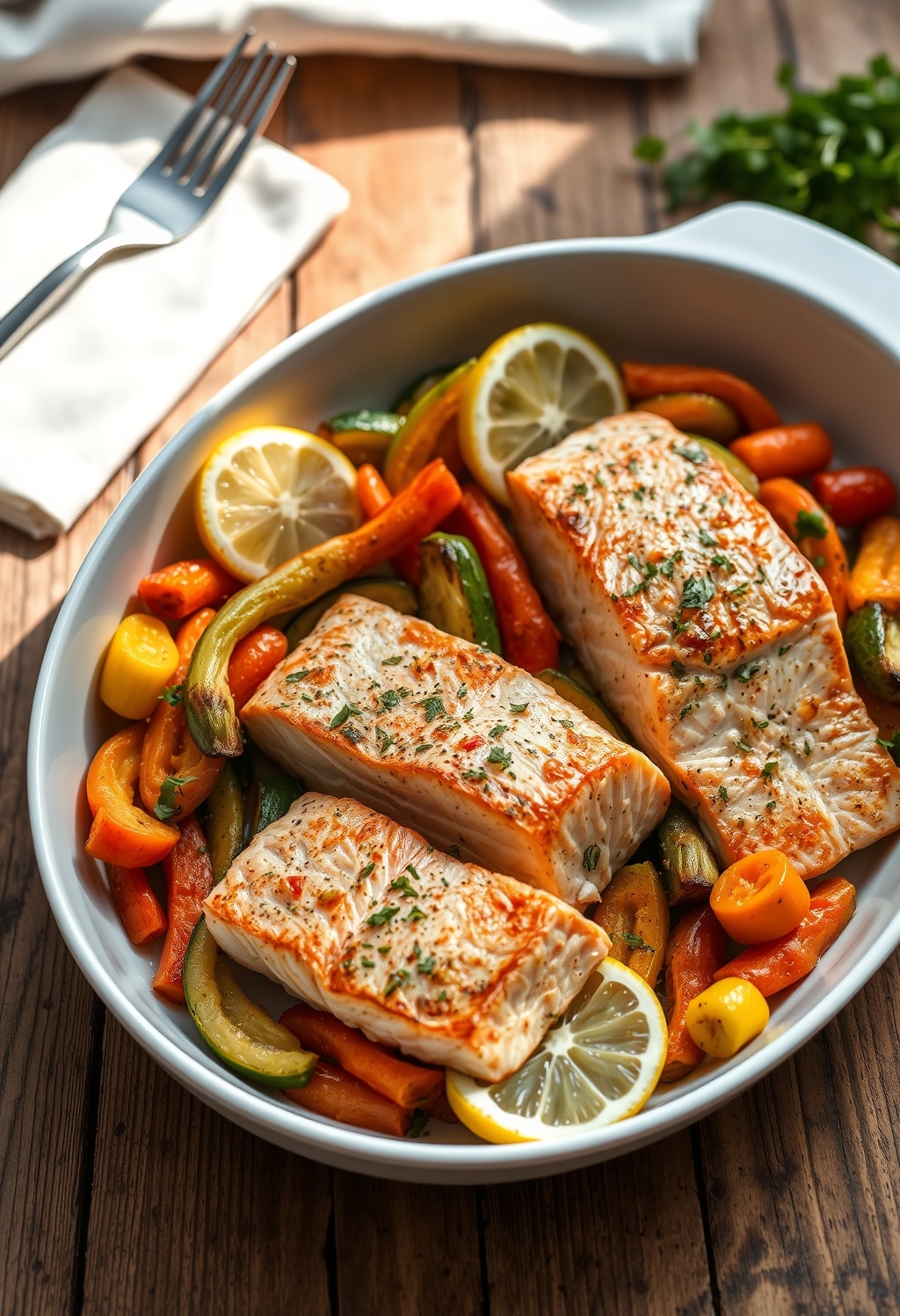 salmon with vegetables