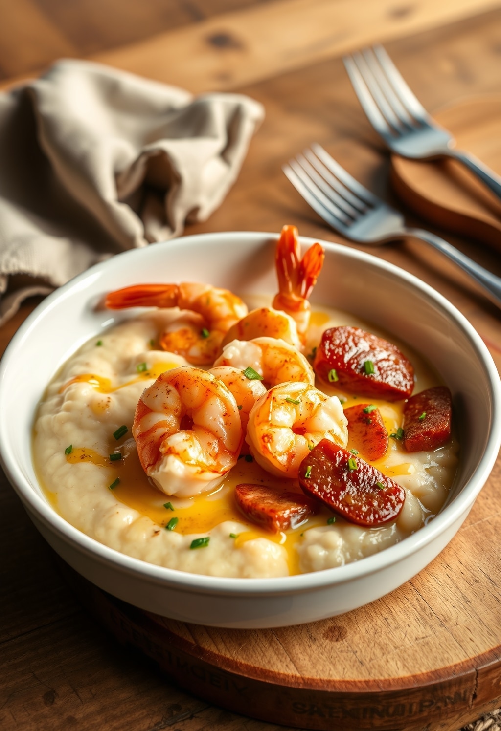 shrimp and grits - finished dish presentation