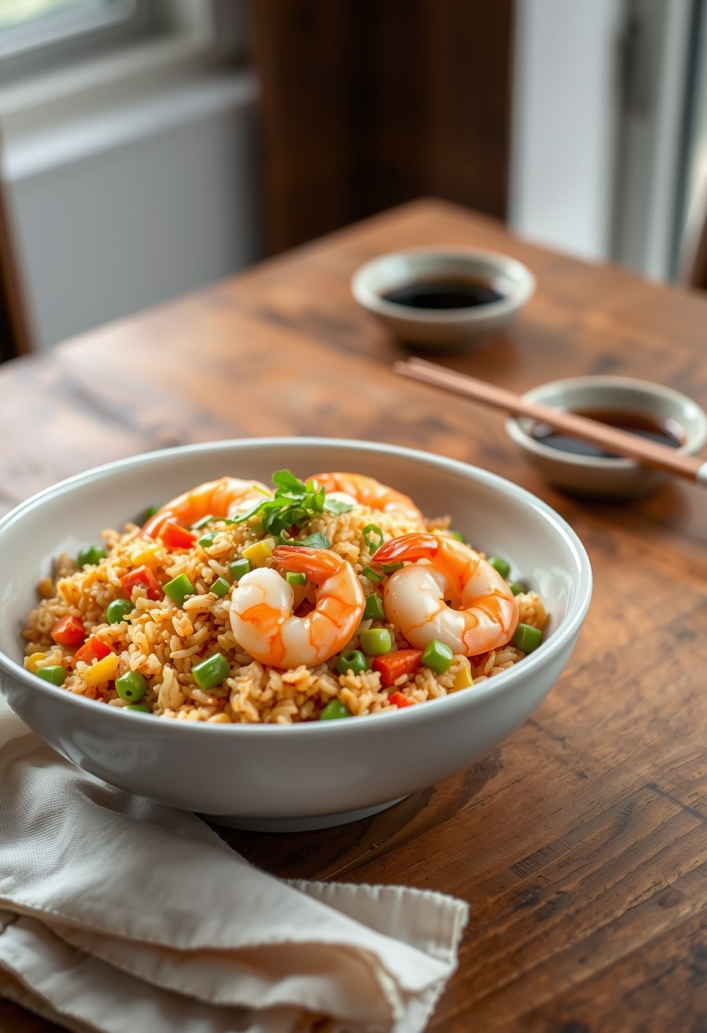 shrimp fried rice - finished dish presentation