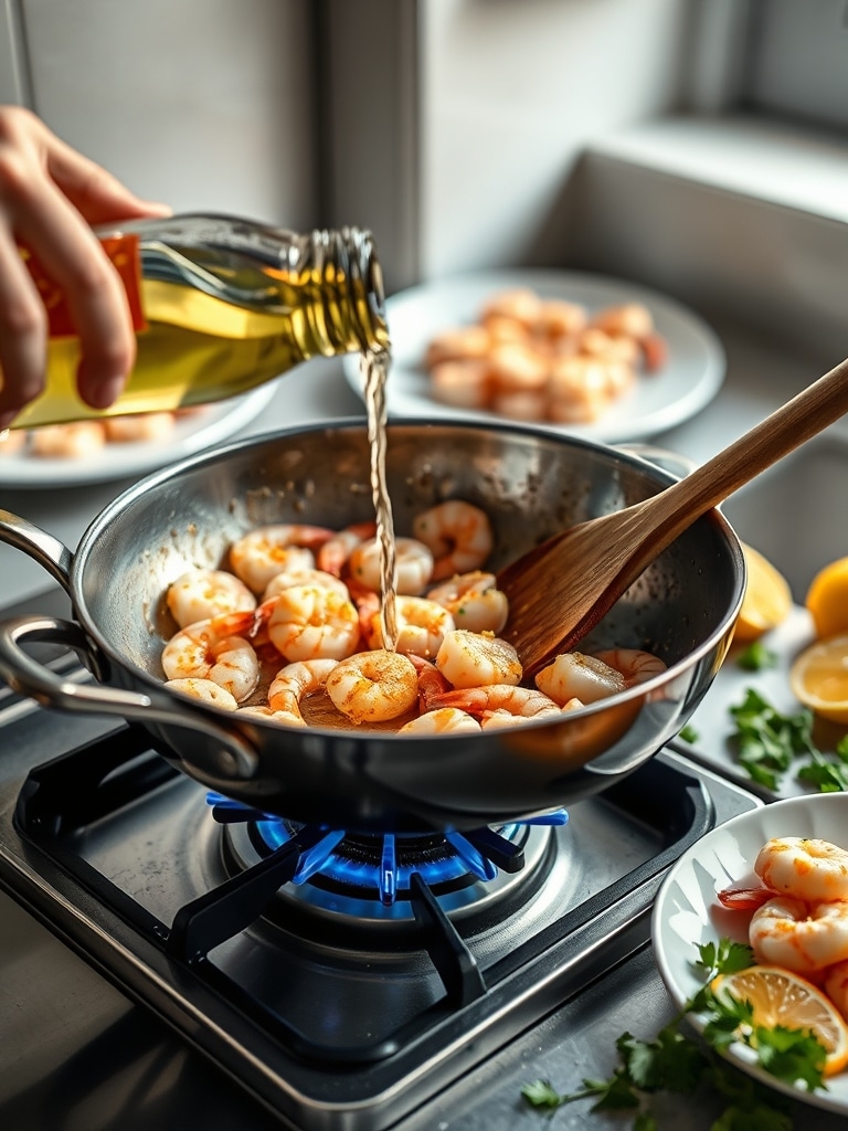 shrimp scampi recipe - cooking process