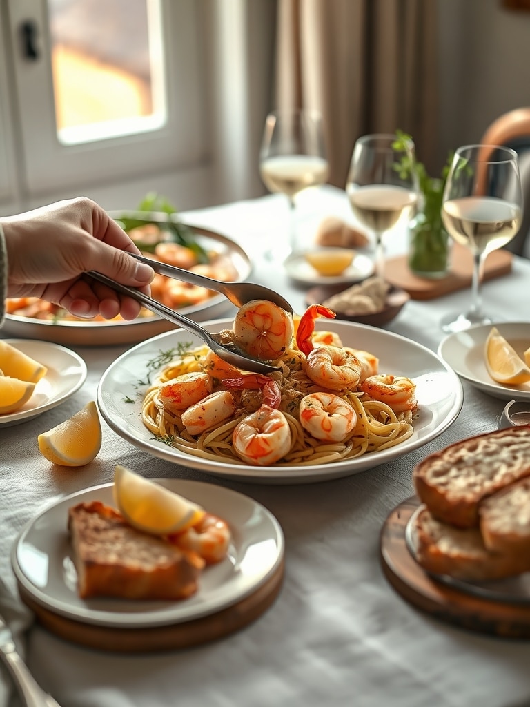 shrimp scampi recipe - serving suggestion