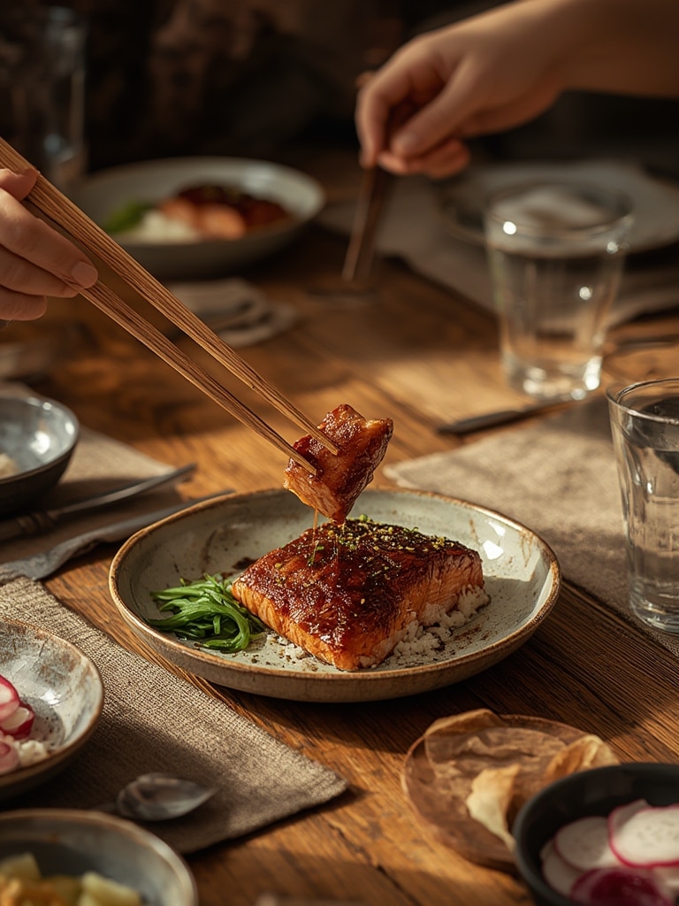 teriyaki salmon - serving suggestion